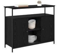 vidaXL Credenza nera effetto rovere, 100 x 35 x 80 cm, materiale in legno, moderna credenza rettangolare, robusta, mobile in legno per sala da pranzo, versatile e funzionale