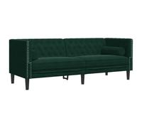 vidaXL Divano Chesterfield con Rinforzi 3 Posti Verde Scuro in Velluto