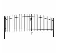 vidaXL Cancello da giardino doppio acciaio zincato punte a lancia serratura maniglie 400x150 cm