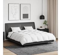 Set di piumoni in microfibra di lusso 240 x 220 cm bianco, 2 cuscini in piuma d'anatra, copertura in cotone, cucitura a scatola, trapuntato, opaco, biancheria invernale da interno, include 1 piumone,