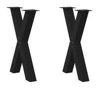 vidaXL Gambe per tavolo da pranzo a forma di X 2 pz nere 60x(72-73) cm in acciaio
