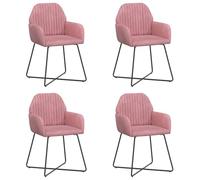 Sedie da pranzo 4 pcs Velluto Rosa 55 x 50 x 84 cm