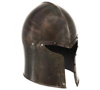 vidaXL Elmo da Cavaliere Medievale Tedesco Larp Armatura per Guerriero Corazza Protezione Testa Riproduzione Medievale in Acciaio Nero