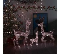 vidaXL Famiglia di Renne di Natale 300 LED Bianco Caldo in Acrilico