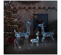 VIDAXL - Famiglia di Renne di Natale 300 LED Bianco Freddo in Acrilico