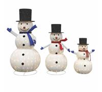 vidaXL Familia di Pupazzi di Neve Natalizi 3 PCS Bianco Caldo, Salotto, Moderno, Decorazioni Natalizie Resistenti, luci LED, sculture Festive, Ornamenti familiari, Display Invernale
