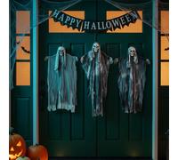 vidaXL Fantasma appeso di Halloween 3 pcs Nero 66 x 110 cm Poliestere
