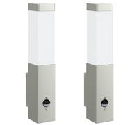 vidaXL Faretto da Esterno con Sensore 2 pz Argento Acciaio Inossidabile IP44