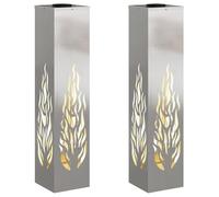 vidaXL Faro LED Solare per sentieri 2 PCS Acciaio Inossidabile, Giardino e terrazza, Illuminazione da Sentiero Moderna, Sistema di luci solari Rettangolare, LED durevoli, efficienti energeticamente,