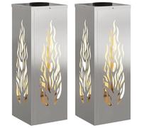 vidaXL Faro LED Solare per sentieri 2 PCS Acciaio Inossidabile, Giardino e terrazza, Illuminazione da Sentiero Moderna, Sistema di luci solari Rettangolare, LED durevoli, efficienti energeticamente,