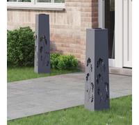 vidaXL Faro LED Solare per sentieri 2 PCS Antracite, Giardino e terrazza, Illuminazione da Sentiero Moderna, Sistema di luci solari Rettangolare, LED durevoli, efficienti energeticamente, Bianco cald