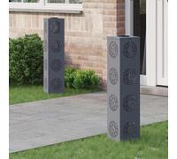 vidaXL Faro LED Solare per sentieri 2 PCS Antracite, Giardino e terrazza, Illuminazione da Sentiero Moderna, Sistema di luci solari Rettangolare, LED durevoli, efficienti energeticamente, Bianco cald