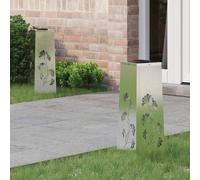 vidaXL Faro LED solare per sentieri 2 pcs Argento Acciaio inossidabile