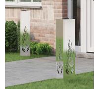 vidaXL Faro LED solare per sentieri 2 pcs Argento Acciaio inossidabile