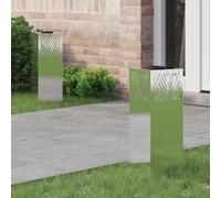 vidaXL Faro LED solare per sentieri 2 pcs Argento Acciaio inossidabile