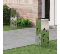 vidaXL Faro LED Solare per sentieri 2 PCS Zincato Zincato, Giardino e terrazza, Illuminazione da Sentiero Moderna, Sistema di luci solari Rettangolare, LED durevoli, efficienti energeticamente, Bianc