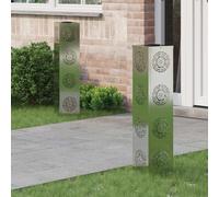 vidaXL Faro LED Solare per sentieri 2 PCS Zincato Zincato, Giardino e terrazza, Illuminazione da Sentiero Moderna, Sistema di luci solari Rettangolare, LED durevoli, efficienti energeticamente, Bianc