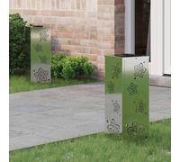 vidaXL Faro LED Solare per sentieri 2 PCS Zincato Zincato, Giardino e terrazza, Illuminazione da Sentiero Moderna, Sistema di luci solari Rettangolare, LED durevoli, efficienti energeticamente, Bianc