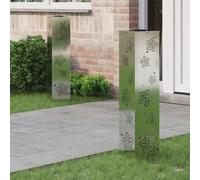 vidaXL Faro LED Solare per sentieri 2 PCS Zincato Zincato, Giardino e terrazza, Illuminazione da Sentiero Moderna, Sistema di luci solari Rettangolare, LED durevoli, efficienti energeticamente, Bianc