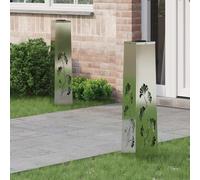 vidaXL Faro LED Solare per sentieri 2 PCS Zincato Zincato, Giardino e terrazza, Illuminazione da Sentiero Moderna, Sistema di luci solari Rettangolare, LED durevoli, efficienti energeticamente, Bianc