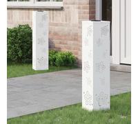 vidaXL Faro LED Solare per sentieri 2 PCS Bianco, Giardino e terrazza, Illuminazione da Sentiero Moderna, Sistema di luci solari Rettangolare, LED durevoli, efficienti energeticamente, Bianco Caldo