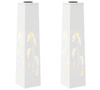 vidaXL Faro LED Solare per sentieri 2 PCS Bianco, Giardino e terrazza, Illuminazione da Sentiero Moderna, Sistema di luci solari Rettangolare, LED durevoli, efficienti energeticamente, Bianco Caldo