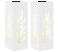 vidaXL Faro LED Solare per sentieri 2 PCS Bianco, Giardino e terrazza, Illuminazione da Sentiero Moderna, Sistema di luci solari Rettangolare, LED durevoli, efficienti energeticamente, Bianco Caldo