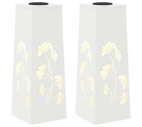 vidaXL Faro LED Solare per sentieri 2 PCS Bianco, Giardino e terrazza, Illuminazione da Sentiero Moderna, Sistema di luci solari Rettangolare, LED durevoli, efficienti energeticamente, Bianco Caldo