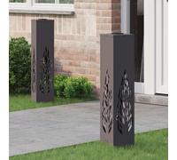 vidaXL Faro LED Solare per sentieri 2 PCS Nero, Giardino e terrazza, Illuminazione da Sentiero Moderna, Sistema di luci solari Rettangolare, LED durevoli, efficienti energeticamente, Bianco Caldo