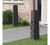 vidaXL Faro LED Solare per sentieri 2 PCS Nero, Giardino e terrazza, Illuminazione da Sentiero Moderna, Sistema di luci solari Rettangolare, LED durevoli, efficienti energeticamente, Bianco Caldo