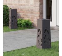 vidaXL Faro LED Solare per sentieri 2 PCS Nero, Giardino e terrazza, Illuminazione da Sentiero Moderna, Sistema di luci solari Rettangolare, LED durevoli, efficienti energeticamente, Bianco Caldo