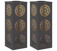 vidaXL Faro LED Solare per sentieri 2 PCS Nero, Giardino e terrazza, Illuminazione da Sentiero Moderna, Sistema di luci solari Rettangolare, LED durevoli, efficienti energeticamente, Bianco Caldo