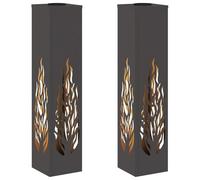 vidaXL Faro LED Solare per sentieri 2 PCS Nero, Giardino e terrazza, Illuminazione da Sentiero Moderna, Sistema di luci solari Rettangolare, LED durevoli, efficienti energeticamente, Bianco Caldo