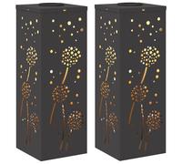 vidaXL Faro LED Solare per sentieri 2 PCS Nero, Giardino e terrazza, Illuminazione da Sentiero Moderna, Sistema di luci solari Rettangolare, LED durevoli, efficienti energeticamente, Bianco Caldo