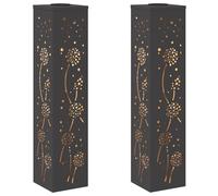 vidaXL Faro LED Solare per sentieri 2 PCS Nero, Giardino e terrazza, Illuminazione da Sentiero Moderna, Sistema di luci solari Rettangolare, LED durevoli, efficienti energeticamente, Bianco Caldo