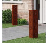 vidaXL Faro LED Solare per sentieri 2 PCS Ruggine, Illuminazione da Giardino e Terrazza, Lampade Solari Moderno, Luce Eco-Friendly e Efficiente