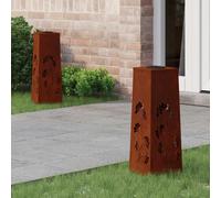 vidaXL Faro LED Solare per sentieri 2 PCS Ruggine, Illuminazione da Giardino e Terrazza, Lampade Solari Moderno, Luce Eco-Friendly e Efficiente