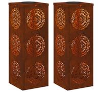 vidaXL Faro LED Solare per sentieri 2 PCS Ruggine, Illuminazione da Giardino e Terrazza, Lampade Solari Moderno, Luce Eco-Friendly e Efficiente