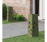 vidaXL Faro LED Solare per sentieri 2 PCS Verde Oliva, Giardino e terrazza, Illuminazione da Sentiero Moderna, Sistema di luci solari Rettangolare, LED durevoli, efficienti energeticamente, Bianco ca