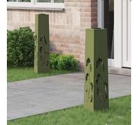 vidaXL Faro LED solare per sentieri 2 pcs Verde oliva