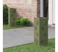 vidaXL Faro LED Solare per sentieri 2 PCS Verde Oliva, Giardino e terrazza, Illuminazione da Sentiero Moderna, Sistema di luci solari Rettangolare, LED durevoli, efficienti energeticamente, Bianco ca