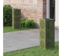 vidaXL Faro LED solare per sentieri 2 pcs Verde oliva