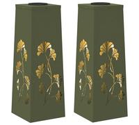 vidaXL Faro LED Solare per sentieri 2 PCS Verde Oliva, Giardino e terrazza, Illuminazione da Sentiero Moderna, Sistema di luci solari Rettangolare, LED durevoli, efficienti energeticamente, Bianco ca