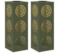 vidaXL Faro LED Solare per sentieri 2 PCS Verde Oliva, Giardino e terrazza, Illuminazione da Sentiero Moderna, Sistema di luci solari Rettangolare, LED durevoli, efficienti energeticamente, Bianco ca