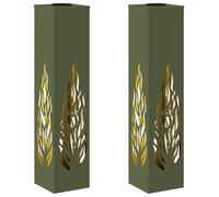 vidaXL Faro LED Solare per sentieri 2 PCS Verde Oliva, Giardino e terrazza, Illuminazione da Sentiero Moderna, Sistema di luci solari Rettangolare, LED durevoli, efficienti energeticamente, Bianco ca