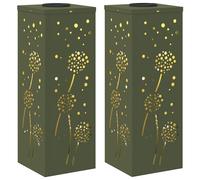 vidaXL Faro LED Solare per sentieri 2 PCS Verde Oliva, Giardino e terrazza, Illuminazione da Sentiero Moderna, Sistema di luci solari Rettangolare, LED durevoli, efficienti energeticamente, Bianco ca