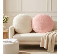 vidaXL Federa 2 pz HEERLEN Rosa Ø 50 cm Pelliccia di Coniglio Finta