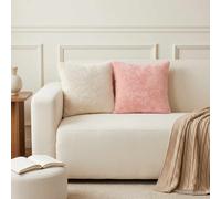 vidaXL Federa 2 pz HEERLEN Rosa 40 x 40 cm Pelliccia di Coniglio Finta