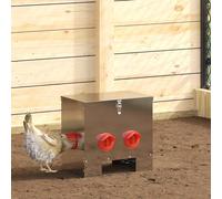 vidaXL Feeder per pollo 2 Argento 40,5 x 25 x 38 cm 20 kg