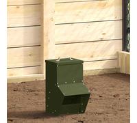 vidaXL Mangimi per pollo, verde oliva, 20 x 25 x 35 cm, in acciaio laminato a freddo, design da giardino e terrazzo, moderno e resistente, oasi di relax e per incontri